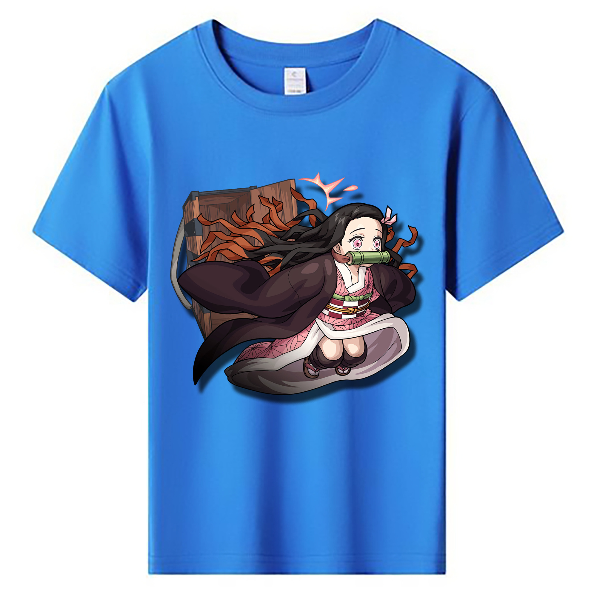 （画像用） 鬼滅の刃（きめつのやいば）竈門 禰󠄀豆子／かまど ねずこ Kamado Nezuko 綿100％キッズTシャツ（フロントプリント）